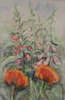 Los 4001 <br>P. Riedel, Blumen, Aquarell, dat. 1972, ger./Glas, RG 64 x 51,5cm.