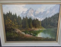 Los 4009 <br>J.H. THOMAS (1922) "Gebirgssee", Öl/Leinen, gerahmt, RG ca. 90x120 cm