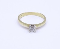 Solitär Ring, GG 0.585 mit Brillant von 0,25ct., 2,1g.,RG 54