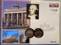 Los 6022 <br>Numisbrief "275 Geburtstag Carl Gotthard Langhals" BRD-DDR, herausgegeben  2007, 10 DM West 1991 und 20 Mark Ost, 1990, und anbei Briefmarken