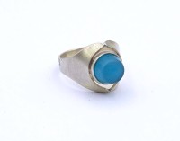 Los  <br>835er Silberring mit Farbstein (Tragespuren), 4,6g., RG 54