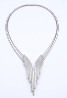 Los  <br>Collier von Pierre Lang, silberfarben mit Strass, L. 38cm