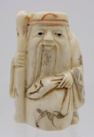 Los 15537 <br>wohl Netsuke, Gehlehrter, China/Japan, sígniert, H-5cm