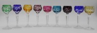 Los 10023 <br>9x Buntglas-Likörgläser, guter Zustand, ca. H-11,5-11cm.