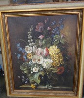 Los 4034 <br>Paula STÖVER (1916/18-1982) "Blumenstilleben" Öl/Leinen, gut gerahmt, RG 75x65 cm