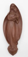 Los 9038 <br>Goebel-Wandmadonna, HM 62, um 1950, braunes Steinzeug, H-24cm.