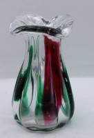Auktion 361<br>Vase, Murano, farbloses Glas mit farbigen Einschmelzungen, H-17cm.