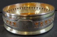 Los 11049 <br>Flaschenuntersetzer versilbert, Holz,  H5 cm, D-12,5 cm
