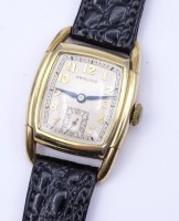Herren Armbanduhr "Hamilton", mechanisch,Werk läuft, vergoldet, Cal. 987A, Gehäuse 27x28mm