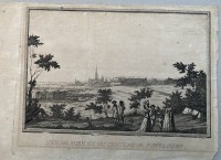 Auktion 338 / Los 5020 <br>Charles DUPUIS (1685-1742) , Stich "Ansicht von Bonn" um 1700, Blatt mit Läsuren, BNG 23x30 cm