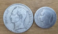 Auktion 339 / Los 6019 <br>Silbermünze Venezuela 1903, 1/4 Bolivar, tw. berieben, 24,7 gramm, 1x 1/10 Bolivar?, 9,3 gr