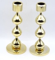 Auktion 339 / Los 15003 <br>Paar Kerzenhalter "Design Asmussen", Denmark, 24 Karat vergoldet, H. 17,0cm