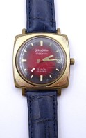 Auktion 339 / Los 2022 <br>Herren Armbanduhr "Glashütte", Bison, Cal. 75, Gehäuse 34,5 x 34,5mm, Werk läuft