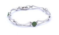 Auktion 339 / Los 1040 <br>Armband mit Jade, Silber 800/000, L. 18,5cm, 9,9g.