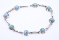 Auktion 339 / Los 1043 <br>Silber Armband mit Larimar, 925/000, L. 18,5cm, 7,4g.