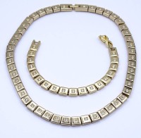 Auktion 342 / Los 1055 <br>Modeschmuck Set, Halskette und Armband, goldfarben