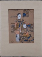 Auktion 339 / Los 15503 <br>chinesisches Aquarell, nur PP, Frau mit Kinderwagen, 24,5x18 cm, PP 40x31 cm