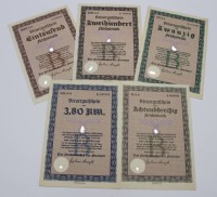 Auktion 339 / Los 7014 <br>5x div. Steuergutscheine, 3. Reich
