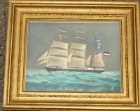 Auktion 339 / Los 4046 <br>A.S. "Segelschiff  P.C.Holm 1872" Öl/Malfaser, ger/Glas, RG 37x44 cm