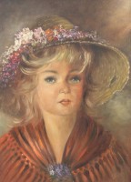 Auktion 500017 / Los  <br>unleserl.signiert, Mädchenportrait, Öl/Leinwand, gerahmt, RG 46,5 x 36,5cm.