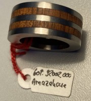 Auktion 339 / Los 1281 <br>breiter Edelstahlring mit Echtholzeinlagen", RG 54,  Neuware aus Juweliersauflösung