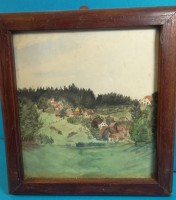 Auktion 339 / Los 4078 <br>Marlisa? "Rossbach 1946" Aqwuarell, ger/Glas, RG 26x23 cm, verso beschriftet