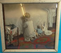 Auktion 339 / Los 5018 <br>Lithografie "Puppenmütterchens Gebet", ger./Glas, RG 25x24 cm