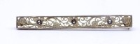 Auktion 339 / Los 1307 <br>Silber Brosche mit Markasiten 835/000 - vergoldet, l. 5,0cm, 2,4g.
