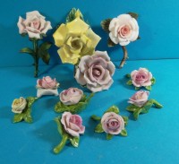 Auktion 339 / Los 9028 <br>9x div. Tisch-Rosen, einige Blüten bestossen