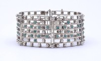 Auktion 340 / Los 1001 <br>Silber Armband mit blauen Steinen, 835/000, L. 19,5cm, B. 3,0cm, 45,6g.