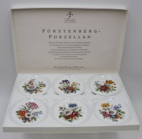 Los 8017 <br>6x Untersetzer, Fürstenberg, florale Dekore, orig. Karton, ca. D-10cm.