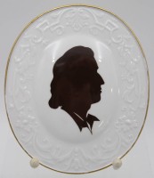 Los 8025 <br>Meissen-Wandplakette, Seitenprofil Friedr. von Schiller, DDR 1977, 16,8 x 14,5cm