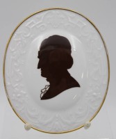 Los 8026 <br>Meissen-Wandplakette, Seitenprofil Goethe, DDR 1977, 16,8 x 14,5cm