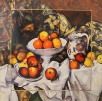 Auktion 340 / Los 8034 <br>gr. Wandbild, Goebel, Artis Orbis, Motiv v. Paul Cézanne, gerahmt, RG 70,5 x 70,5cm.