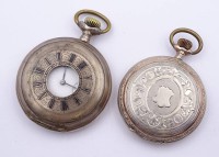 2 Herren Taschenuhren, Silbergehäuse 0.800,1x Syst. Glashütte,mechanisch, Werke laufen,D.47-51mm, 1x Zifferblatt Rep.Stelle,