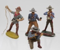 Los 12000 <br>4x Cowboys, 3x Elastolin 1x Austria Tipple Topple, gut erhalten, ca. H-7,8cm.