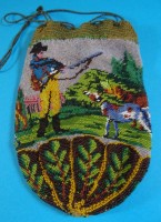 Auktion  / Los 13000 <br>grosser Handbeutel mit Perlstickerei, ca. 19x11 cm, guter Zustand