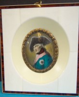 Auktion 340 / Los 4004 <br>Miniatur-Portrait "Friedrich der Grosse" auf Elfenbein, RG 10,5x10,5 cm