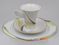 Auktion 340 / Los 8041 <br>Kaffeegedeck, Rosenthal, Mythos, Entw. Paul Wunderlich, Tasse H-9,2cm.