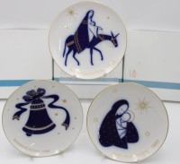 Los 8051 <br>3x Weihnachtsteller, KPM Print, 1982, 83 u. 1988, orig. Kartons, je D-19,5cm.