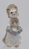 Los 8053 <br>Figur, Katze mit Buch, Casades Spain, H-16cm.