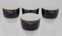 Los 8055 <br>4x Eierbecher, Classic Rose, Kobalt mit Gold, ca. H-4,5cm.