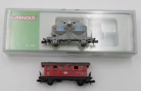 Los 12015 <br>Personenwagen und Silo-Wagen, Arnold, Spur N, 1x orig. Display