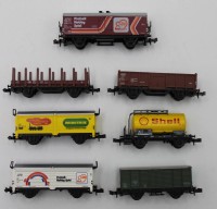 Auktion 340 / Los 12017 <br>7x div. Güterwaggons, Mini-Trix, Spur N