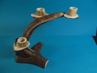 Los 15043 <br>Geweih-Tischleuchter, 3-flammig, H-ca. 22 cm, L-28 cm
