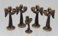 Los 15054 <br>5x Engels-Leuchter, Bronze, ca. H-7,5cm.