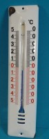 Auktion 500016 / Los  <br>emailliertes Wandthermometer, eine Ecke beschlagen, 22x5 cm