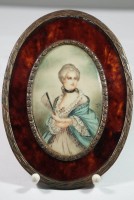 signiertes Damenportrait, auf Bein, älter, gerahmt, RG 18,5 x 14cm