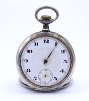 Auktion 340 / Los 2054 <br>Herren Taschenuhr, ungemarkt, Silber 925/000, mechanisch, Werk läuft, Sekundenzeiger, Stundenzeiger und Glas fehlen, D. 49,7mm