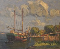Auktion 340 / Los 4025 <br>Curt TOPEL (1865-1946), betitelt Wolkenstimmung, Öl/Leinen, gerahmt, RG 77,5 x 93cm